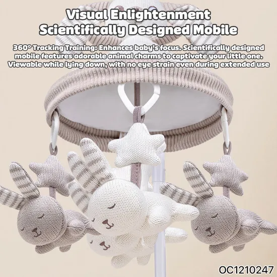 Sensory Unique Products Rabbit Cotton Fabric Baby Comfort Sleep Mobile Crib Newborn Baby Bed Hanging Toys with Music for Sleep
