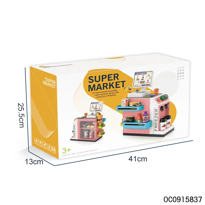 New Pretend Play Shopping Set Toys Mini Super Market Electronic Cash Register Station Game Plastic Food Supermarket Toy for Kids