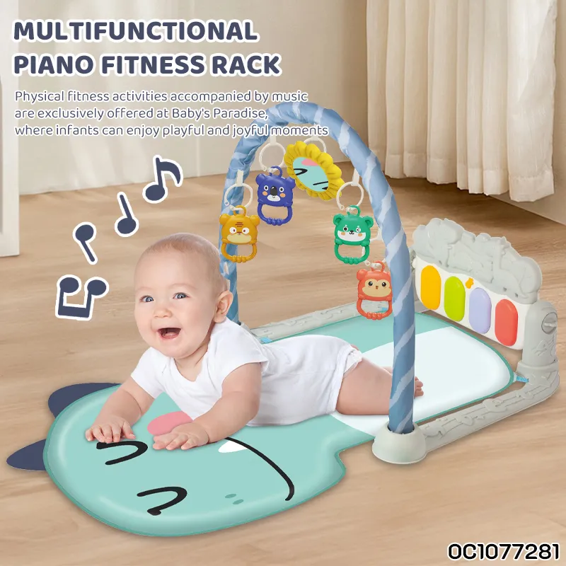 Portable Baby Activity Gym Play Mat with Hanging Toys for Baby 6-12 Months with Light up Musical Keyboard Fidget