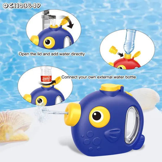 Kids Summer Handheld Water Shooting Outdoor Custom Logo Plastic Fish Shape Water Gun Toy for Garden Swimming Pool