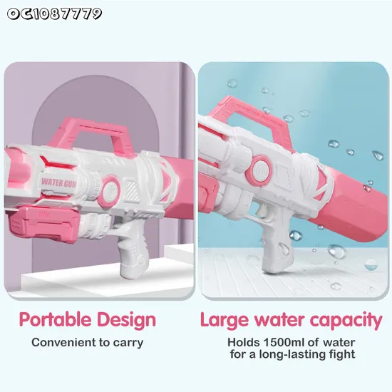 Trendy Summer Items 2026 New Manual Custom Logo Plastic Outdoor Game Water Gun Toy with 1500ml Large Capacity