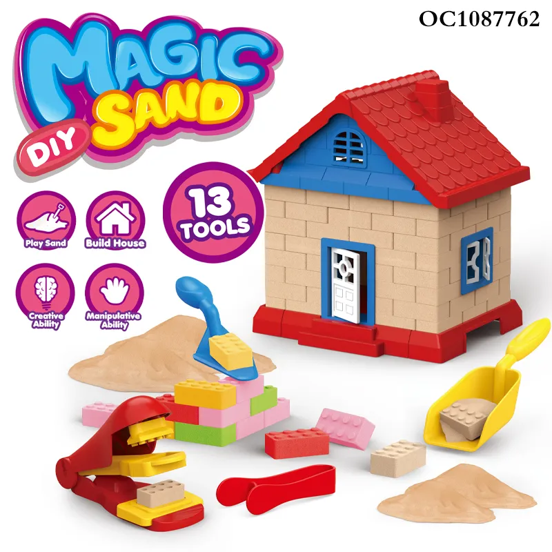 DIY Plastic Sand Castle Building Block Toys Building Materials for House Construction Game with Magic Sand
