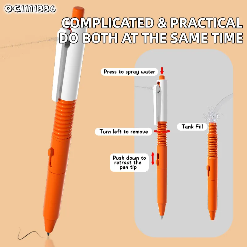 2in1 Personalized Pens Funny New Novelty Writing Pump Portable Spoof Toys Water Spray Pen Water Gun for Kids
