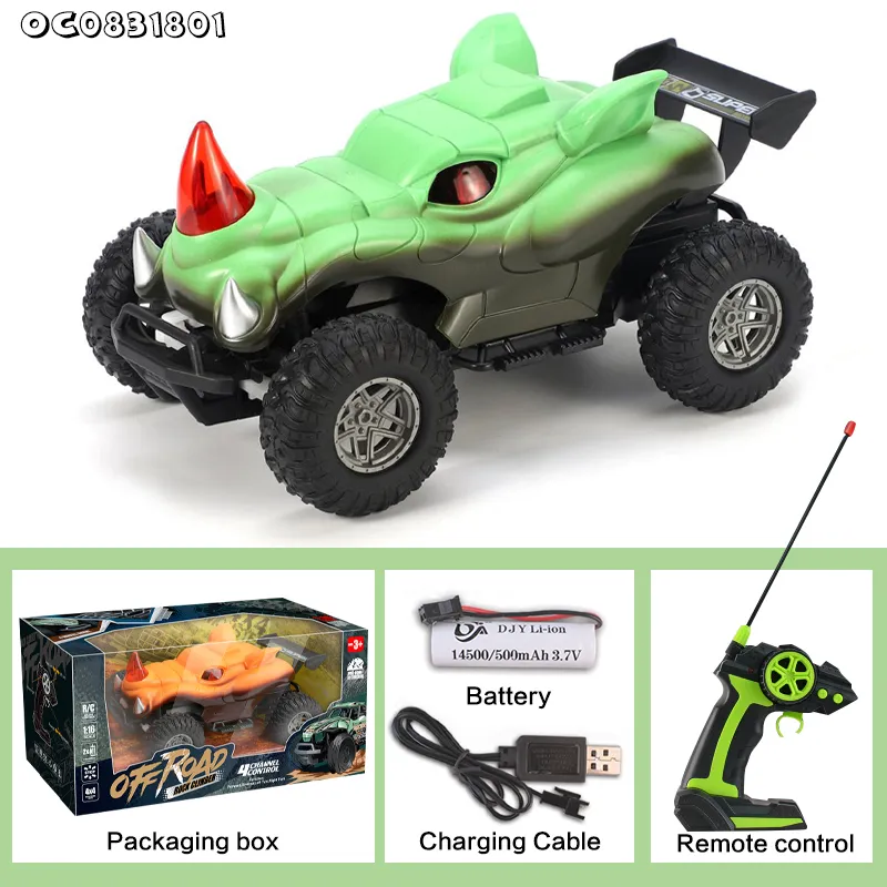 Wholesale Charging LED Lighted up Rhinoceros Plastic Toy Animal Mini 1: 16 RC Stunt and Drift Car for Kids Racing Game