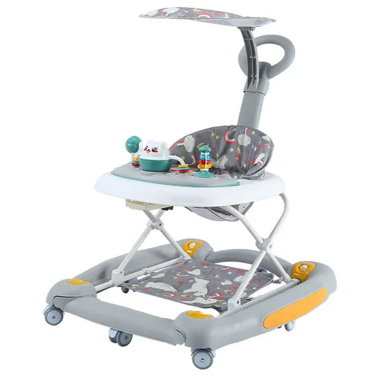 Anti Rollover Sit to Stand Walking Learning High Quality Foldable Multifunction New Baby Walker Round Car with Wheel Music Liqht