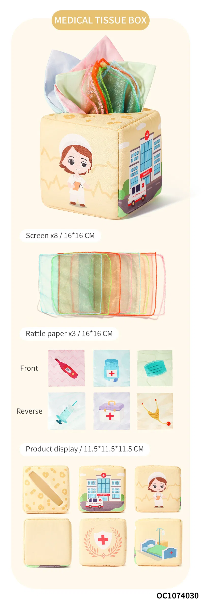 New Products Customization Education Learning Soft Fabric Cloth Books Baby Tissue Box Montessori Sensory Toy for 0-6 6-12 Month