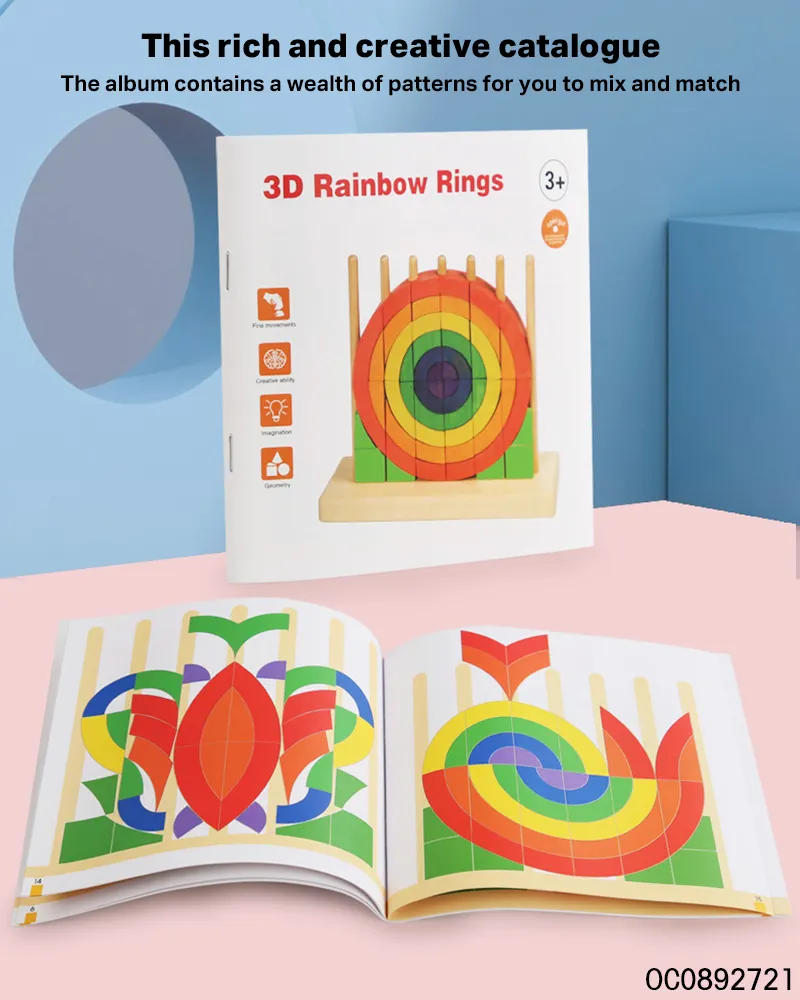 Toys Wooden 3D Puzzle Montessori Rainbow Stacking Blocks Tower Game Toys Children