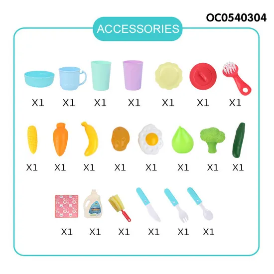 Vegetable Dish Washing Toy Set Kitchen Sink with Accessories Toys for Pretend Play