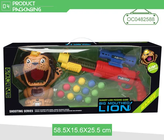 Hot Selling Round Ball Foam Bullet Toy Gun Soft Bullet Shooting Toy Gun with Target Lion