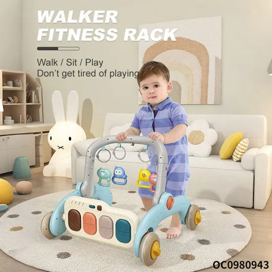 Wholesale New Model Gym Piano Playing Mat Plastic Frame Manufacture Multifunctional Funny 2-in-1kids Baby Walker
