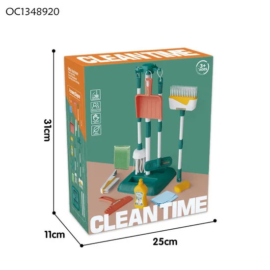 Household Cleaning Tools Accessories Plastic Kid Role Play Children Montessori Cleaning Toys with Simulation Broom and Mop