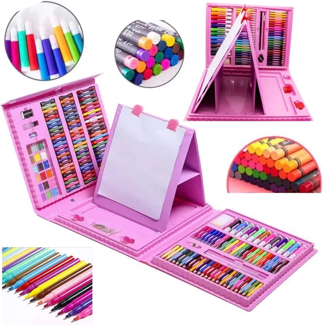 Wholesale 208 Pieces Case Drawing Art Set Art Pencil Set Drawing Montessori Educational Toys Pen Set for Kids Watercolor Artist Drawing Toy