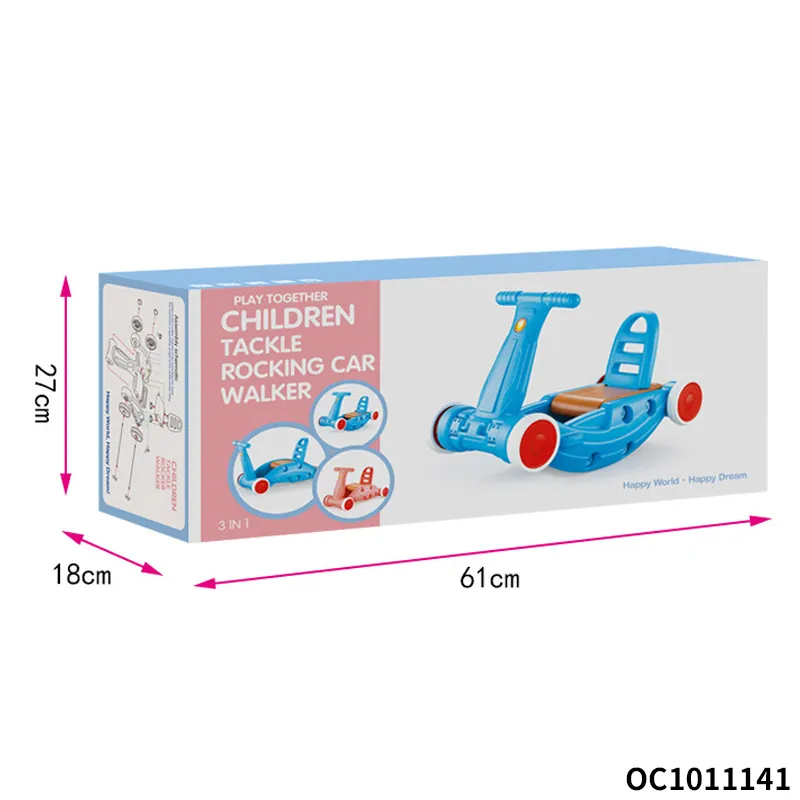 Multifunctional Wholesale Designed New Model Ride on Car Shaped 3 in 1 Plastic Educational Baby Walker with Wheels and Seat