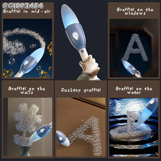 Newly Design Outdoor Children Games Plastic Colorful Electric Bubble Wand Blowing Stick Toys with 30ml Bubble Water