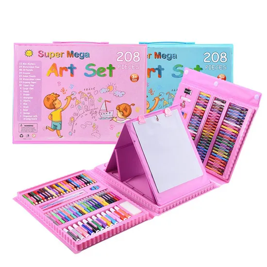Watercolor Artist Art Materials 208 Pieces Case Children Stationery Popular DIY Pencil Colored Drawing Montessori Educational Toys for Kids