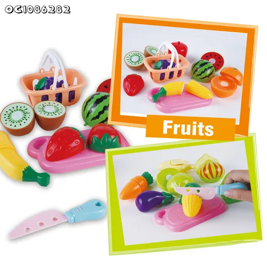 Pretend Plastic Play Food Fruit Vegetable Cutting Children's Plastic Kitchen Toy for Kids