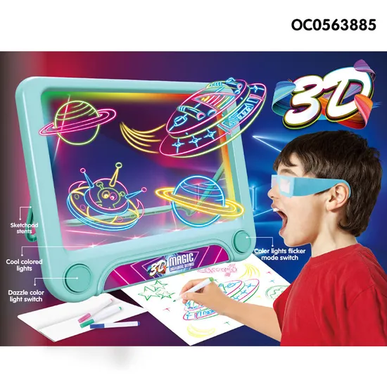 Educational Toys Magnetic Electronic 3D Glowing Magic Pad LED Wholesale Magnetic Writing Drawing Board for Kids