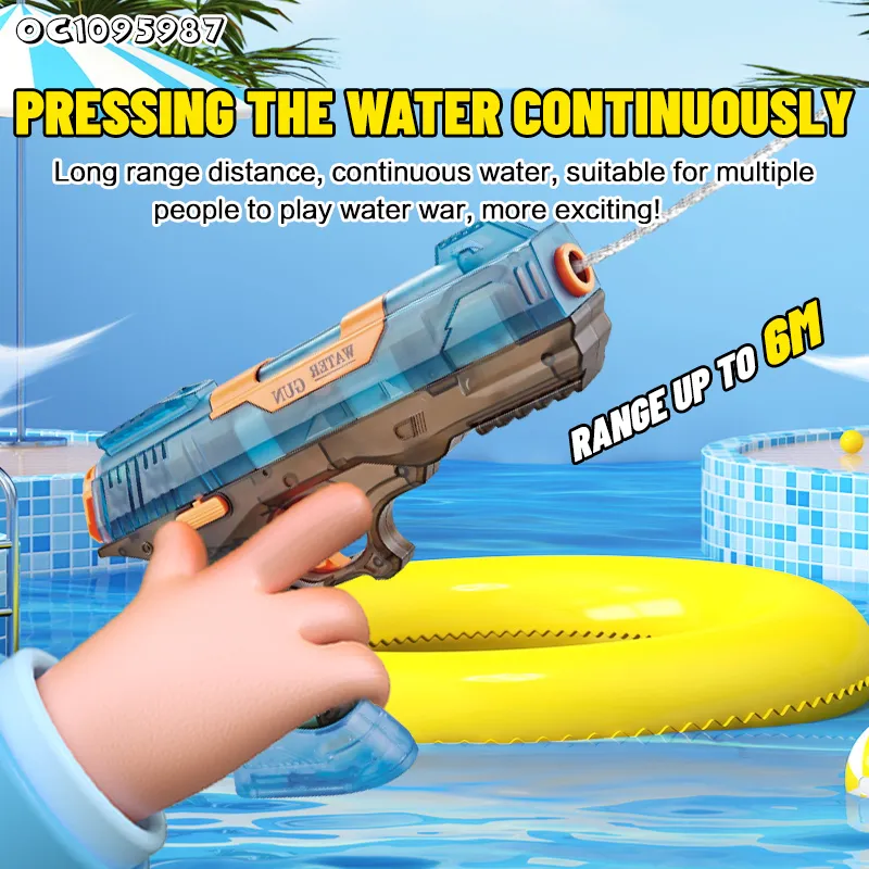 High Speed Continuous Automatic Water Gun Pistol Electric Water Gun Toy Powerful Long Range Shooting Water Gun for Kids