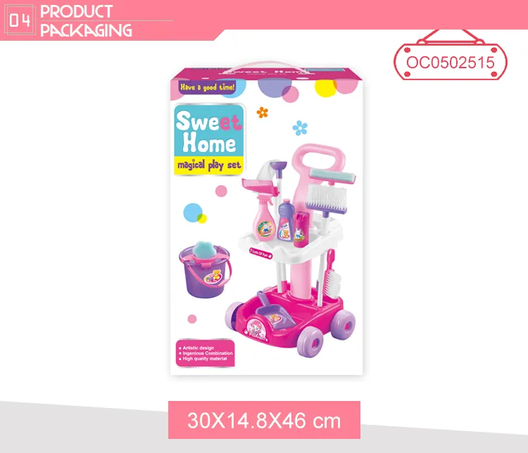 Pretend Play and Preschool Cleaning Tools Trolley Play Tool Set for Children
