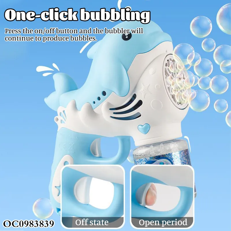 Outdoor Party Games Light up Electric Dolphin Bubble Machine Gun Toys for Kids