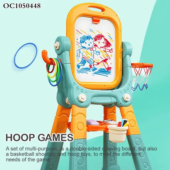 3 in 1 Basketball and Ring Toss Game Double Sided Functional Plastic Children's Wholesale Magnetic Writing Drawing Board