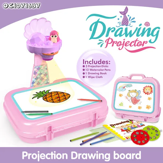 Montessori Education Pad Flashlight Slide Draw Pad Painting Handwriting Interactive Drawing Projection Plastic Light Toy for Kids