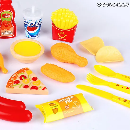 Wholesale Montessori Educational Pretend Play Fast Food Plastic Hamburger and Ice Cream Toys for Kids' Kitchen Simulation