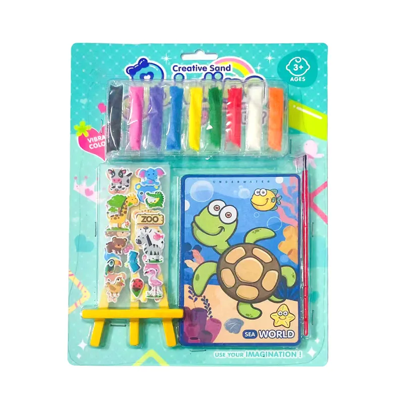 Wholesale Children Sand Painting Creative Kids Activity Kit Educational DIY Drawing Sand Art Kit with Stickers Toy