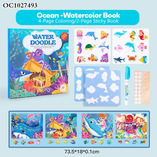 Wholesale Sea Animal Handmade Stickers Books Shapes and Colors Early Educational Water Doodle Creative Book Toys for Kids