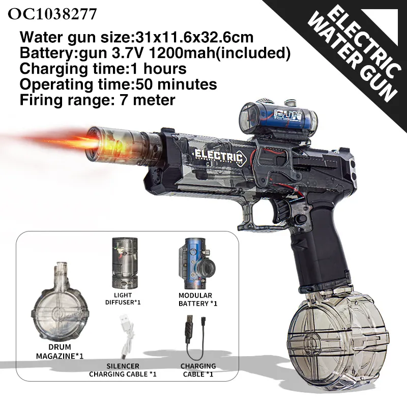 Handheld Summer Pool Water Game Toys High Powered Electric Water Gun for Adults Kids with Light