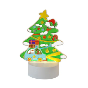 DIY Handmade Graffiti Toys LED Christmas Tree Lighted up Crystal Wholesale Magnetic Painting Gift Toy for Kid