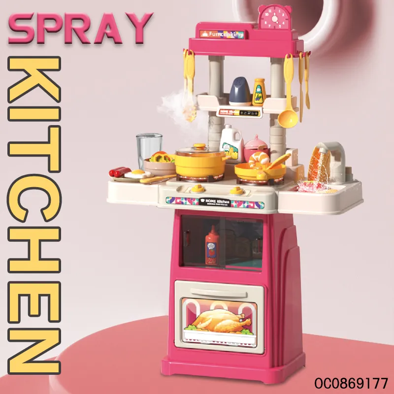 Wholesale Play Pretend Kitchen Cooking Pink Plastic Kitchen Toys Gift Set for Kids