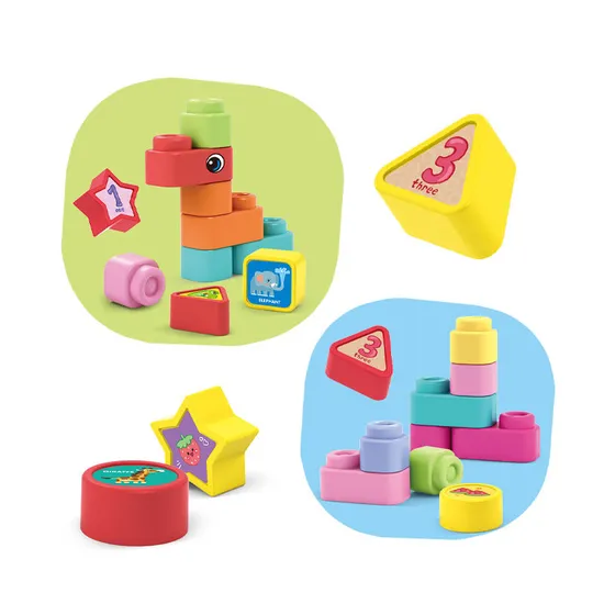 Wholesale Children's Building Silicone Soft Rubber Play Blocks Educational Fun Games Toy Set