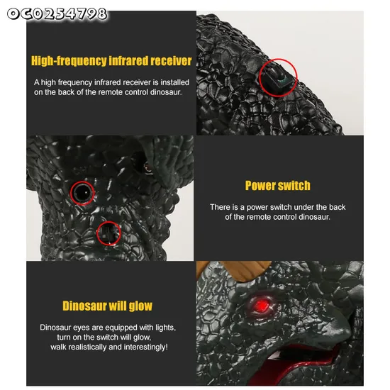 Interactive Realistic Animatronic Robotic Toy Walking Dinosaur Triceratop Infrared Remote Control Toy with Light and Sound Wholesale