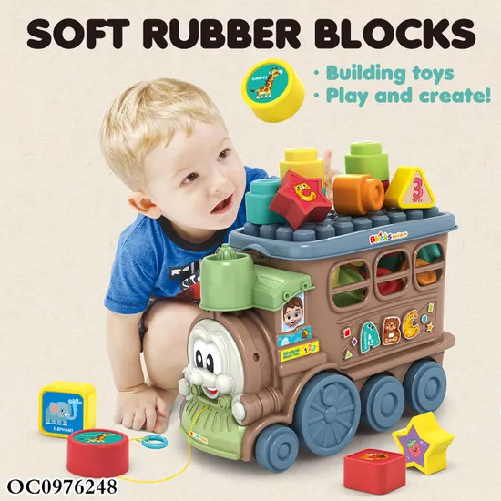 Wholesale Educational Montessori Popular DIY High Quality Construction Silicone Rubber Kids Building Blocks Toys