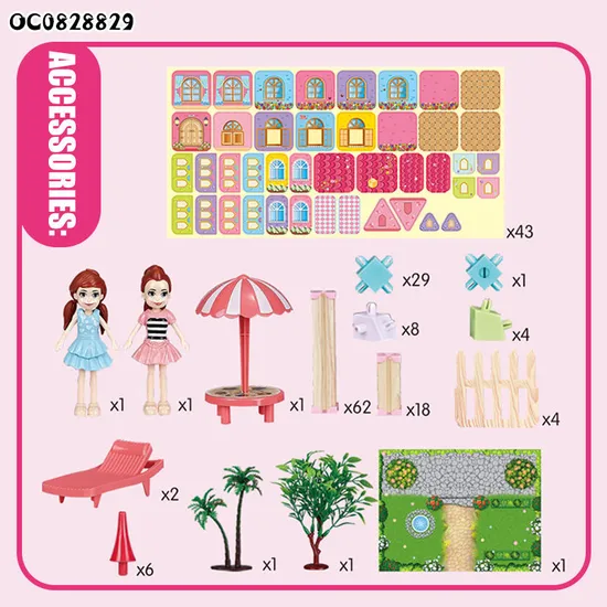 Wholesale 183PCS Doll House Plastic Block Model Building Handmade Toy