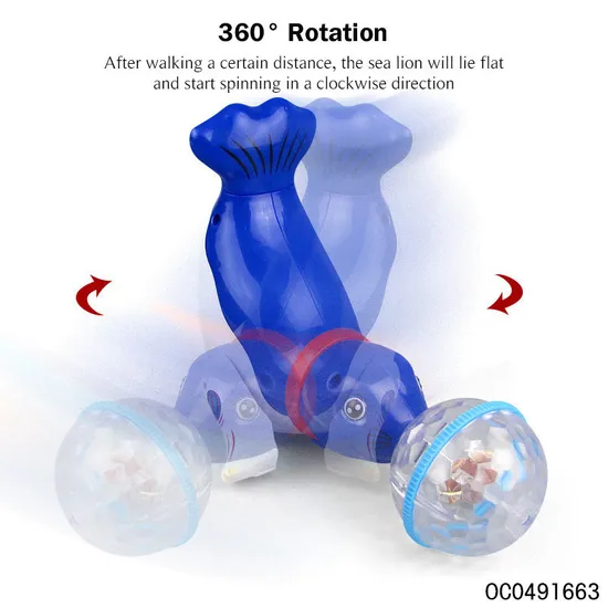 Wholesale Hot Selling Battery Operated Cheap Plastic Animal Electric Sea Lion Music and Lights Toy for Kids