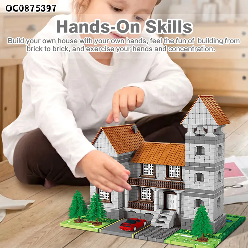 Wholesale Educational 3D Montessori House Building Blocks Model Toy for Kids
