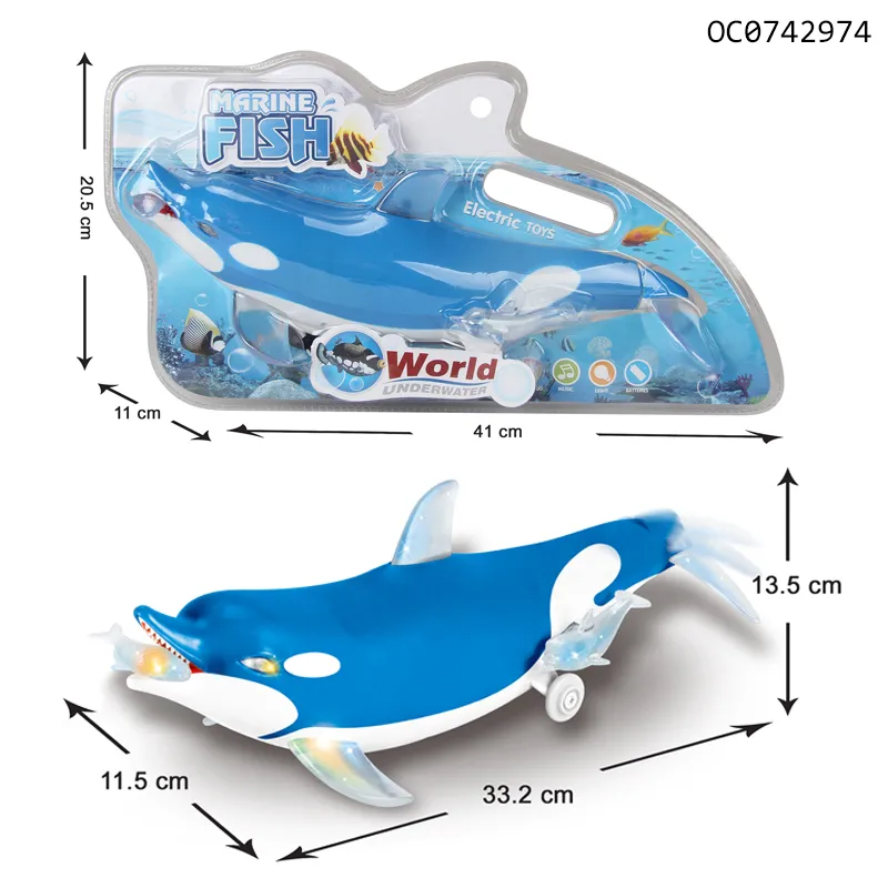Wholesale Unique Electric Musical Light-up Battery Operated Baby Animal Plastic Dolphin Toy