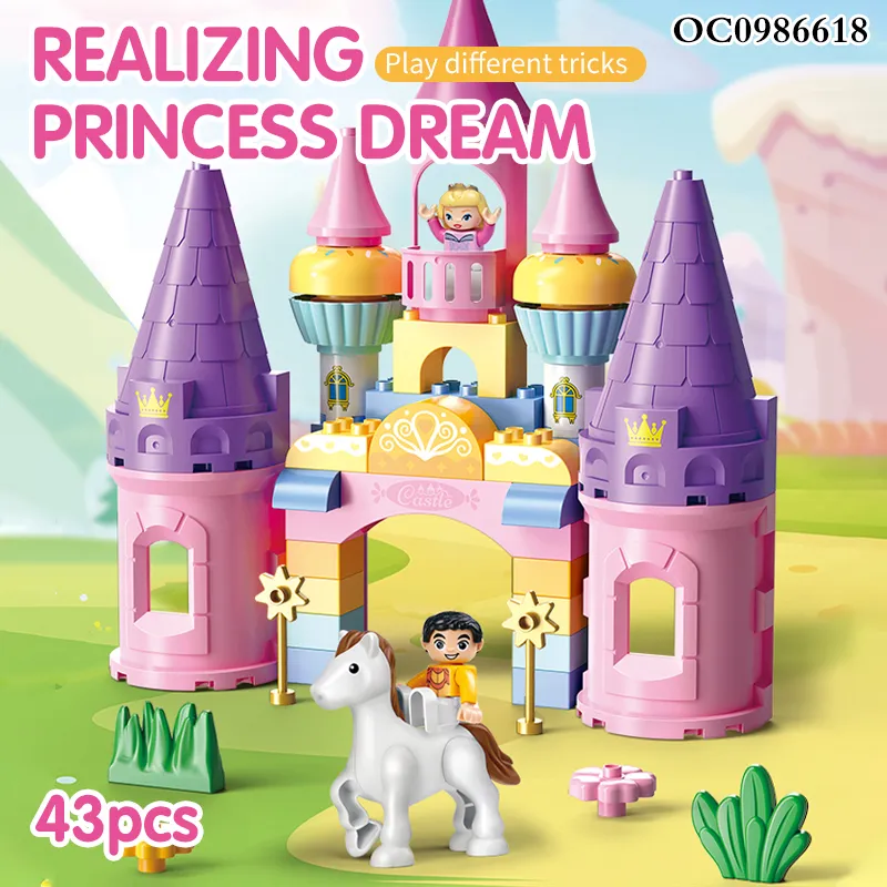 Wholesale Educational Montessori Castle Plastic Building Blocks Kid Toys