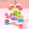 Cartoon Animals Stacking up Wooden Tower Blocks Balance Child Custom Board Game Toy with Dinosaur for Wholesale