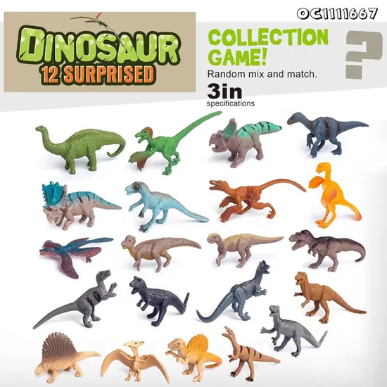 12 Pieces Small Collectable Simulation Realistic PVC Jurassic Dinosaur Toy Educational Animal Figures Games Toy for Children