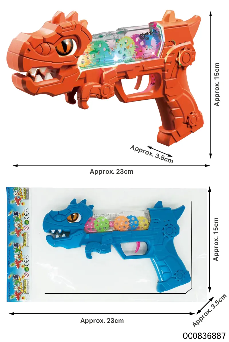 Battery Operated Gear Dinosaur Kids Toy Gun Toy with Lights and Sound
