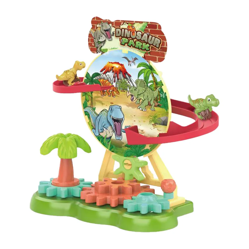 Wholesale Educational Montessori Plastic Dinosaur Race Track Cars Building Blocks Toy for Kids