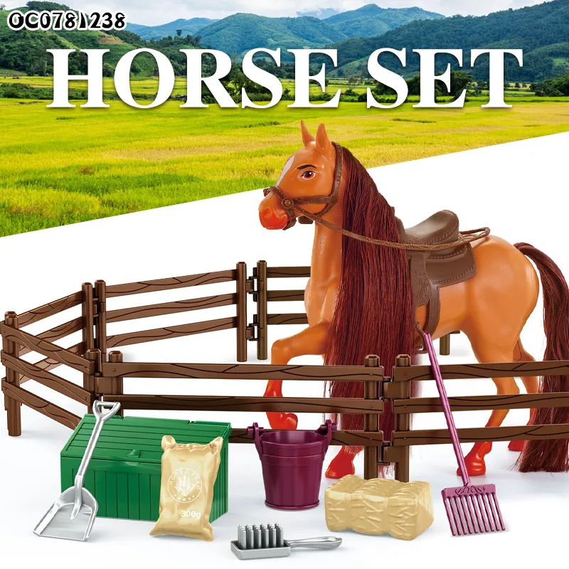 Wholesale Plastic Set of Children's Model Set Toy Horse Farm Animal for Children