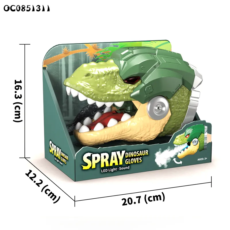 Wholesale Animal Spray Flash Light Music Dinosaur Head Pretend Plastic Dinosaur Toy for Kids