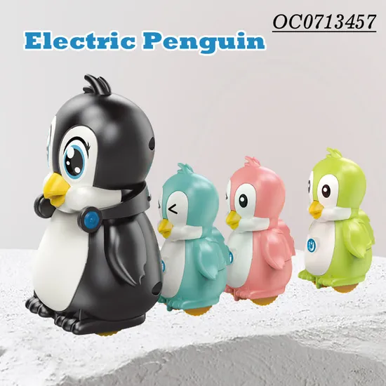 2022 3D Animal Plastic Walking Penguin Music Toys for Kids