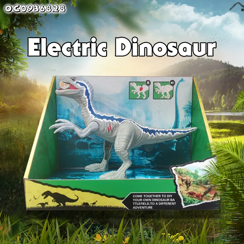 Baby Kids Battery Operated Realistic Animal Figures Dinosaur Model Moving and Walking Toy with Sound and Light for Wholesale