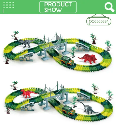 Plastic Dinosaur World Road Toy Car Race Tracks Assembly Toys Color Flexible Toys for Kids