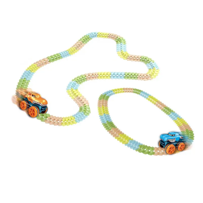 Electric Dinosaur Racing Rail Car Slot Toy Track Assembly Toy in The Dark